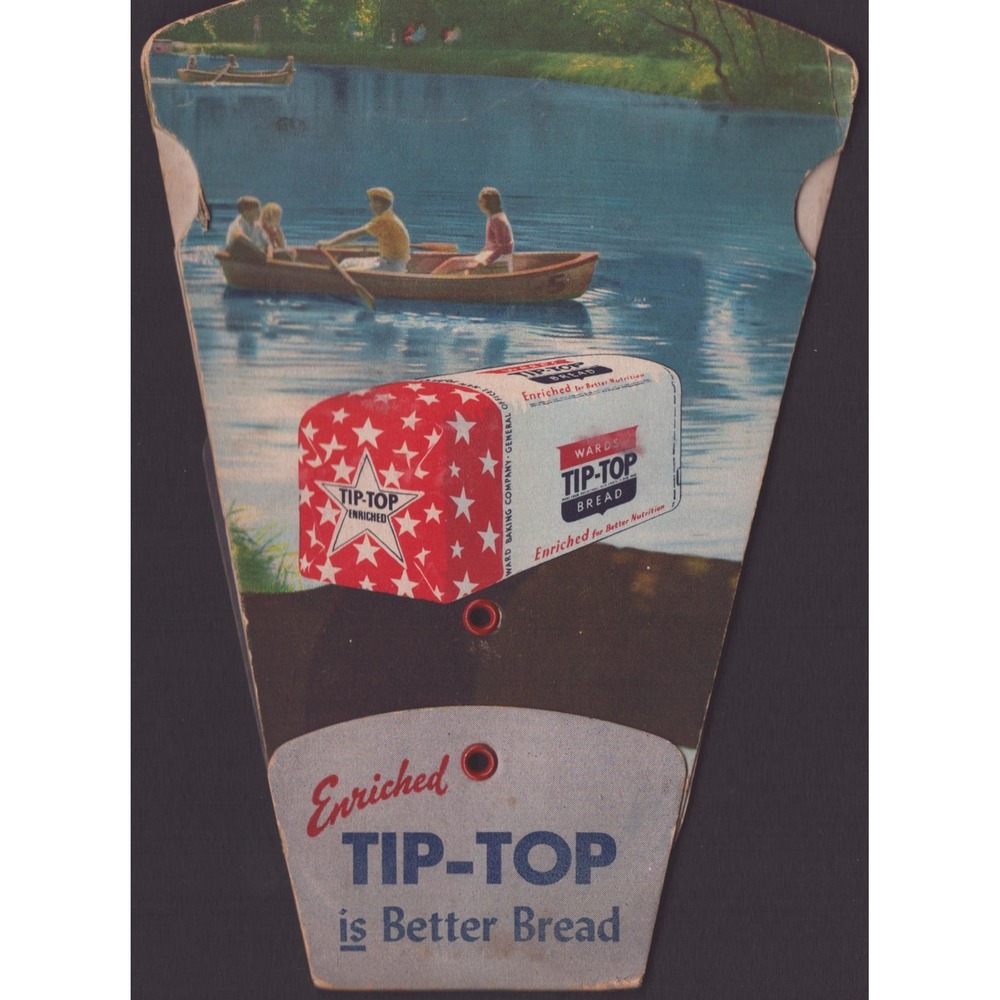 Vintage 1950 Ward Tip-Top Bread Folding Fan Advertising Warm Weather Snacks - Picture 1 of 3